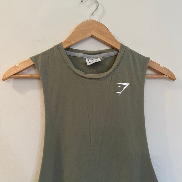 Gymshark Muscle Tank sz S green sleeveless workout Tank critical drop tank - Picture 6 of 6